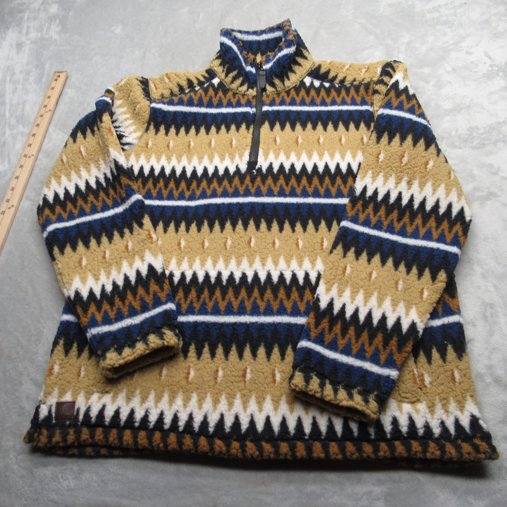 Cody‎ James Sweater Mens Medium Blue Aztec Fuzzy Southwestern 1/4 Zip Pullover